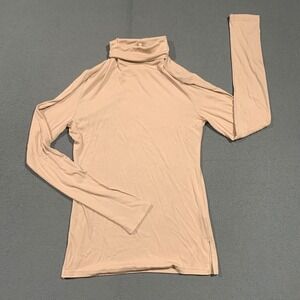 La Miel Womens Tan Turtleneck Long Sleeve Top Size Large